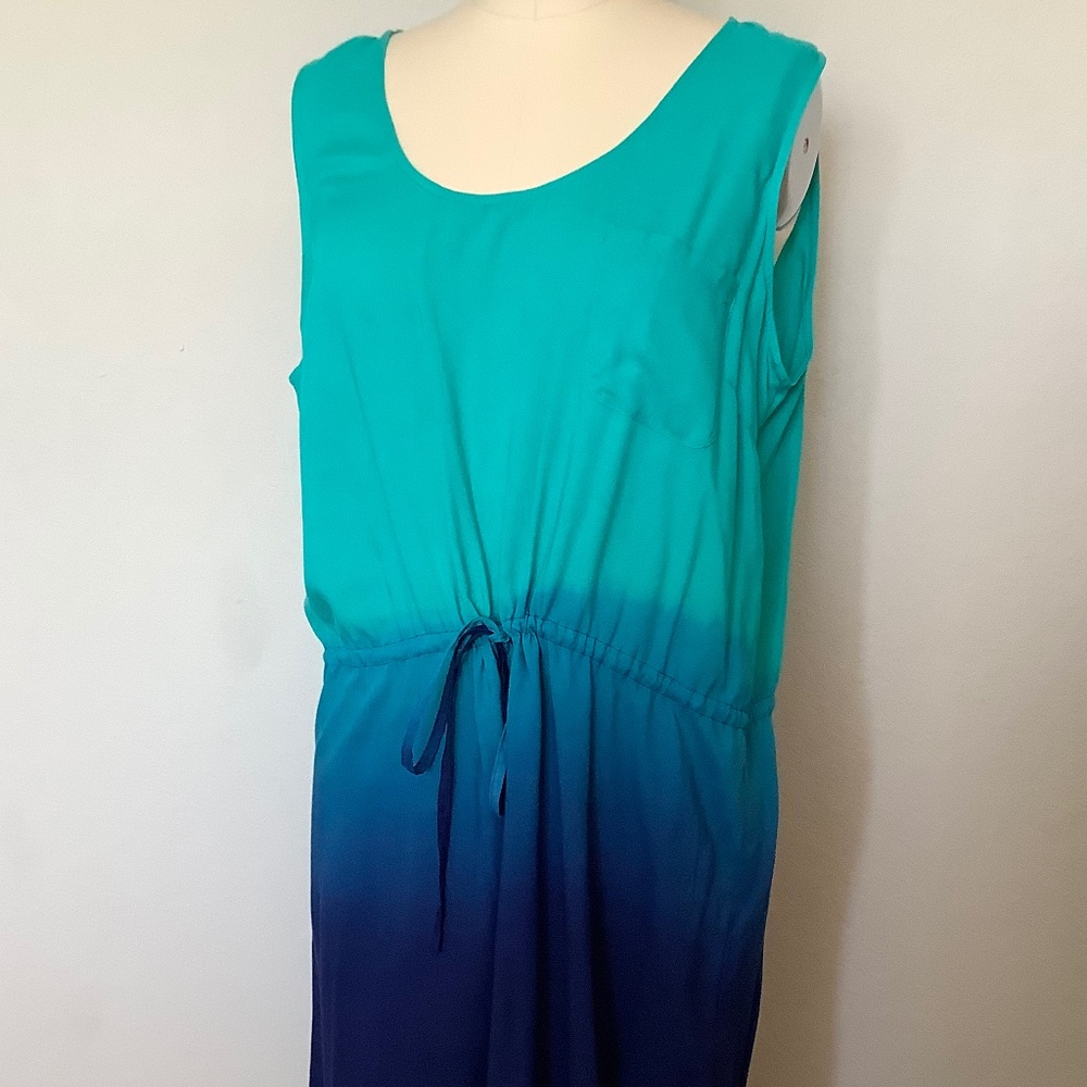 NWT blue green cinch dress